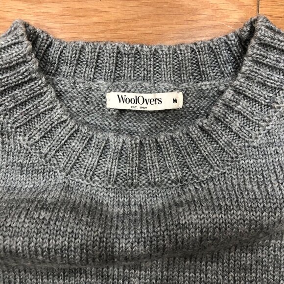 WoolOvers 100% Wool Crew Neck Long Sleeve Gray Sweater Size M - Picture 3 of 6